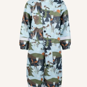 LEKHYTTAN RAIN BABY OVERALL, FLEECE - LIGHTBLUE/BROWN