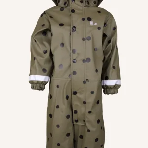 LEKHYTTAN RAIN BABY OVERALL, FLEECE - OLIVE