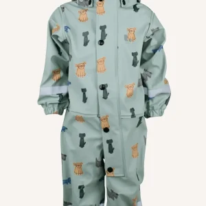 VATTHOLMA RAIN BABY OVERALL - GREEN/GREY