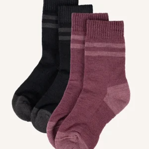 VANDRA WOOL SOCKS, 2-P - BLACK/DRY ROSE