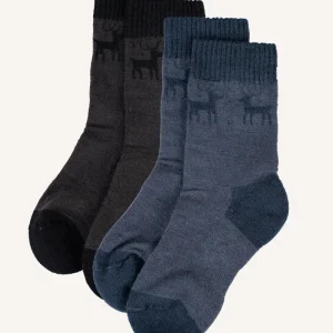 TRASKA WOOL SOCKS, 2-P - ANTHR/ORION BLUE