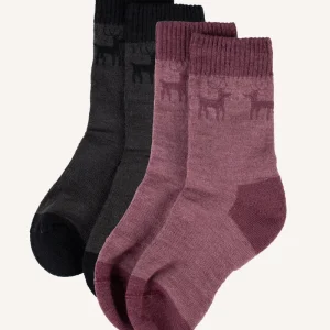 TRASKA WOOL SOCKS, 2-P - ANTHR/ROSE