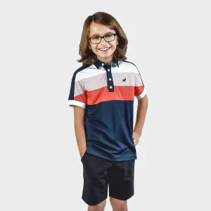 Andrew junior golfpolo - marin/röd/vit