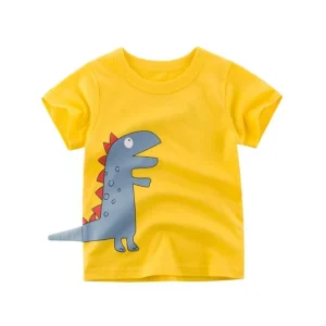 Kortärmad Barn T-shirt med Dinosaurie tryck för Pojkar & Flickor 100 % Bomull