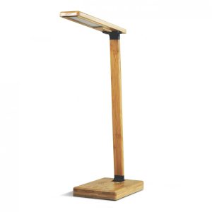 LED-lampa med mobilladdare av bambu