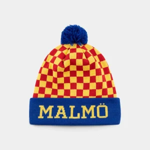 Stickad mössa rutig retro