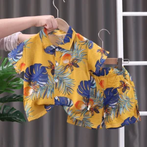 Barnkläder somrigt set - skjorta & shorts - tropiskt tryck