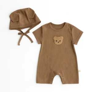 Body med björnmotiv & tillhörande mössa - Onesies - Romper