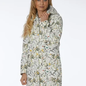 Swept Raincoat PU - 01. White with flowers
